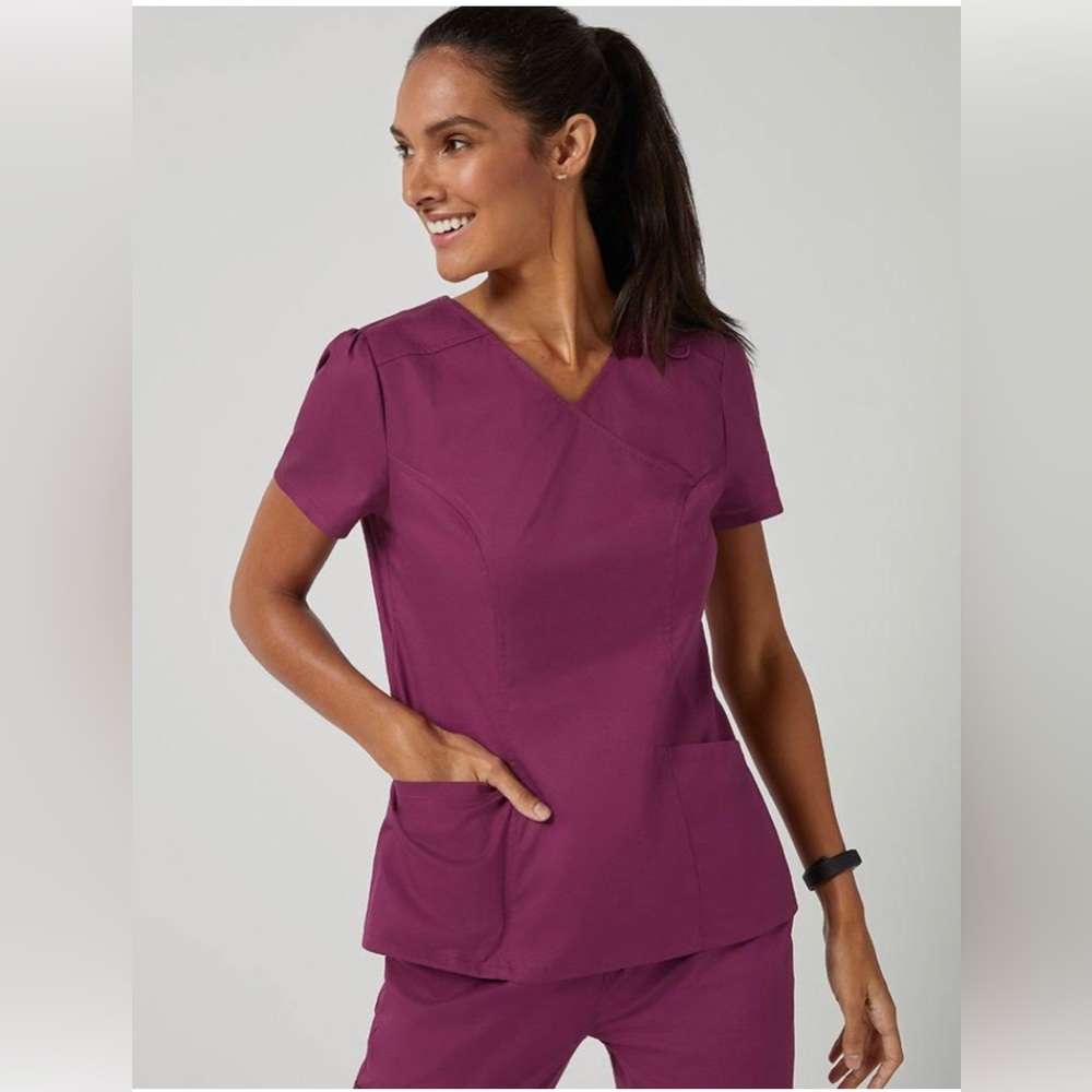 Jaanuu Mock Wrap Neck Scrub Top